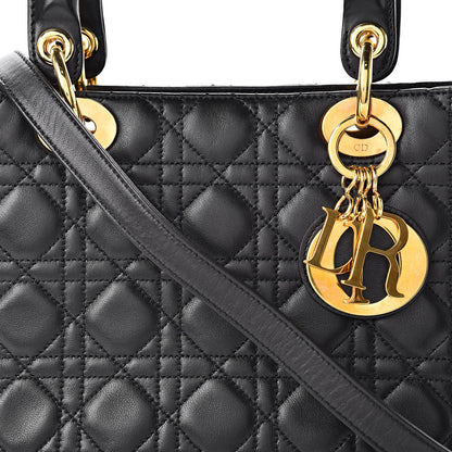 Christian Dior Lambskin Cannage Medium Lady Dior Black 8 of 12
