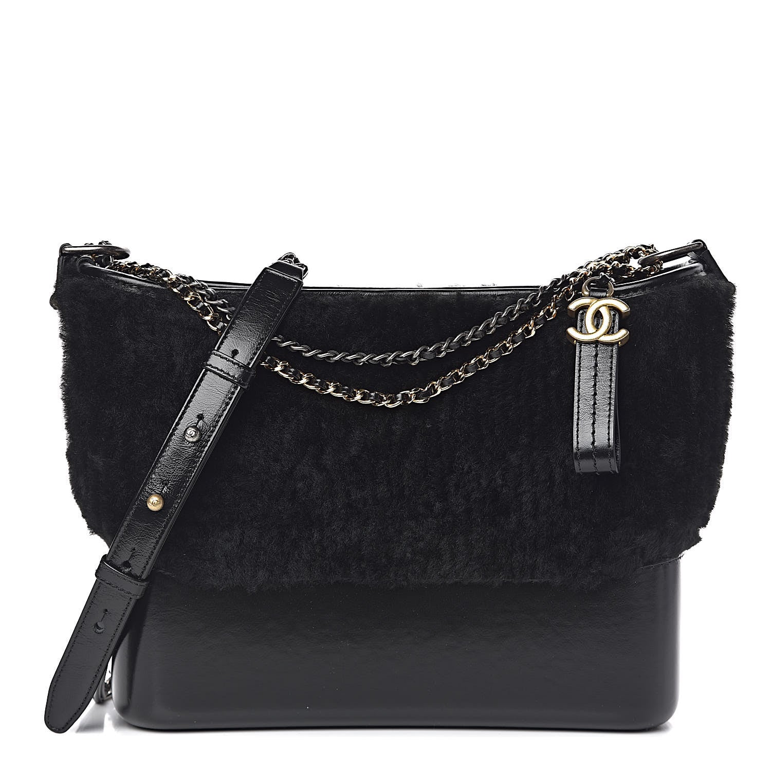 Chanel Shearling Medium Gabrielle Hobo Black 1 of 10