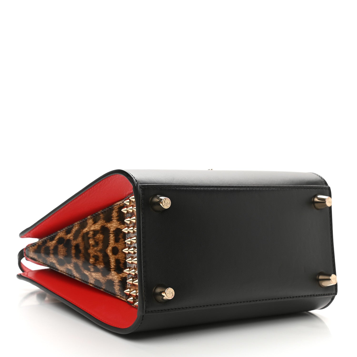 Christian Louboutin Calfskin Patent Leopard Studded Small Paloma Black 4 of 9