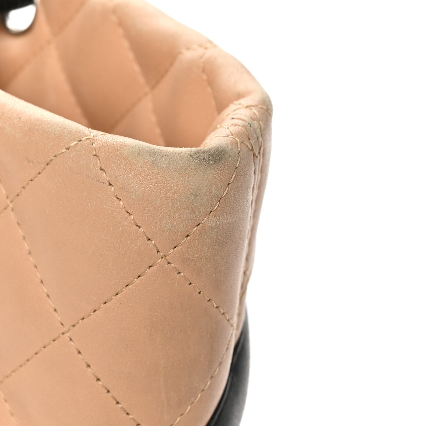 Calfskin Quilted Medium Cambon Tote Beige Black