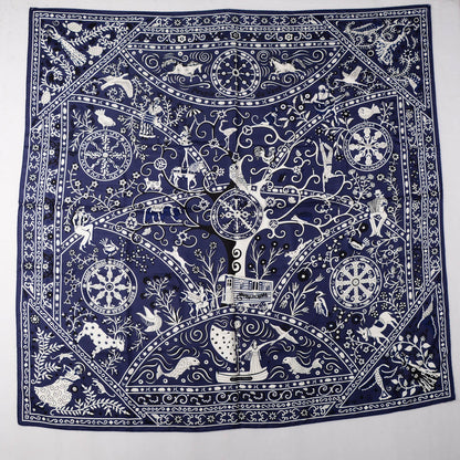 Hermes Silk Twill Peuple Du Vent Scarf 140 Marine 2 of 6