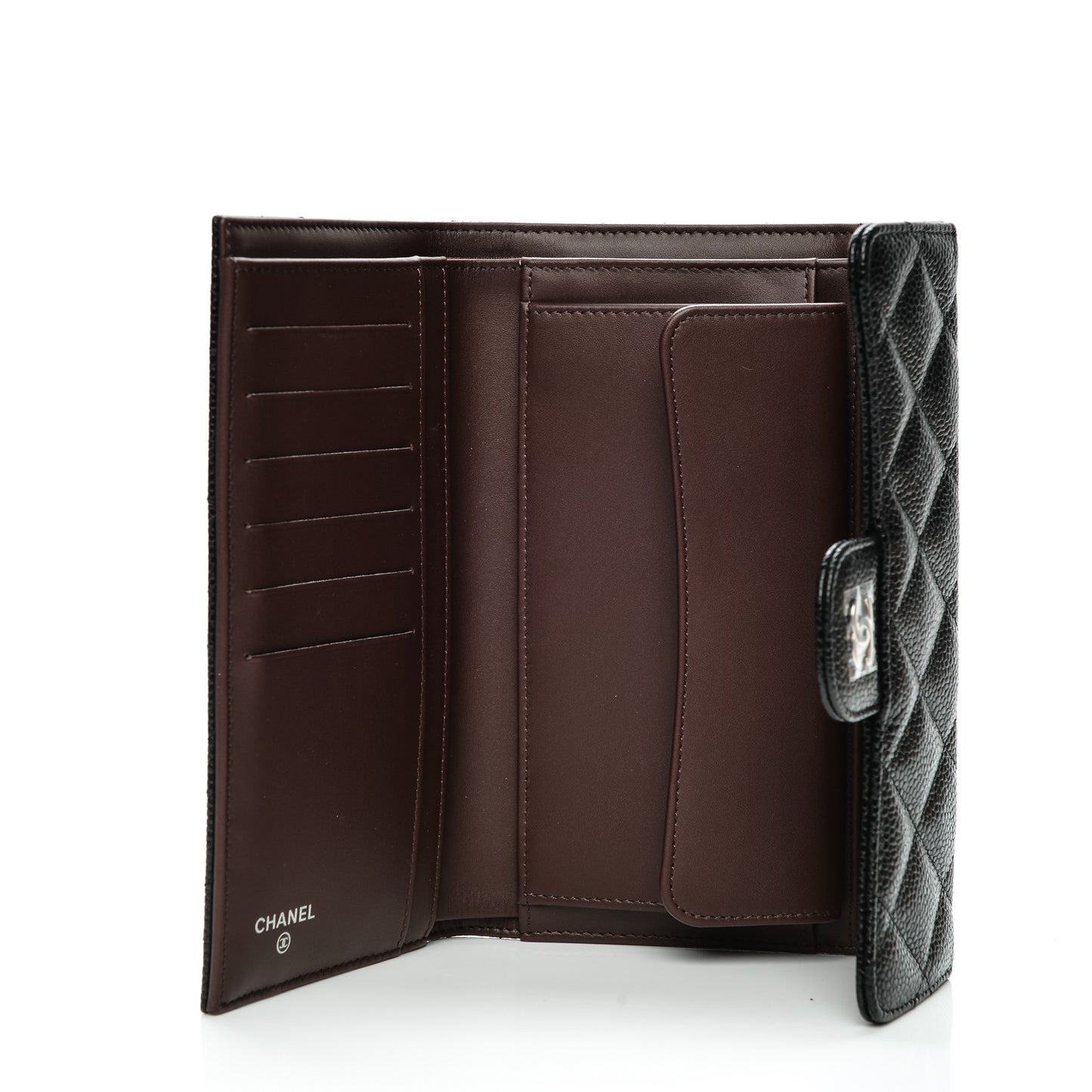 Caviar Quilted Large Flap Wallet Black