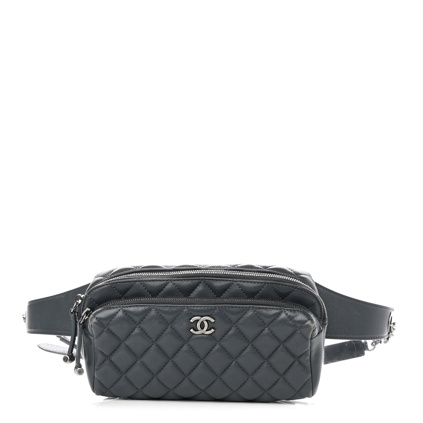 Calfskin Quilted Waist Bag Dark Grey