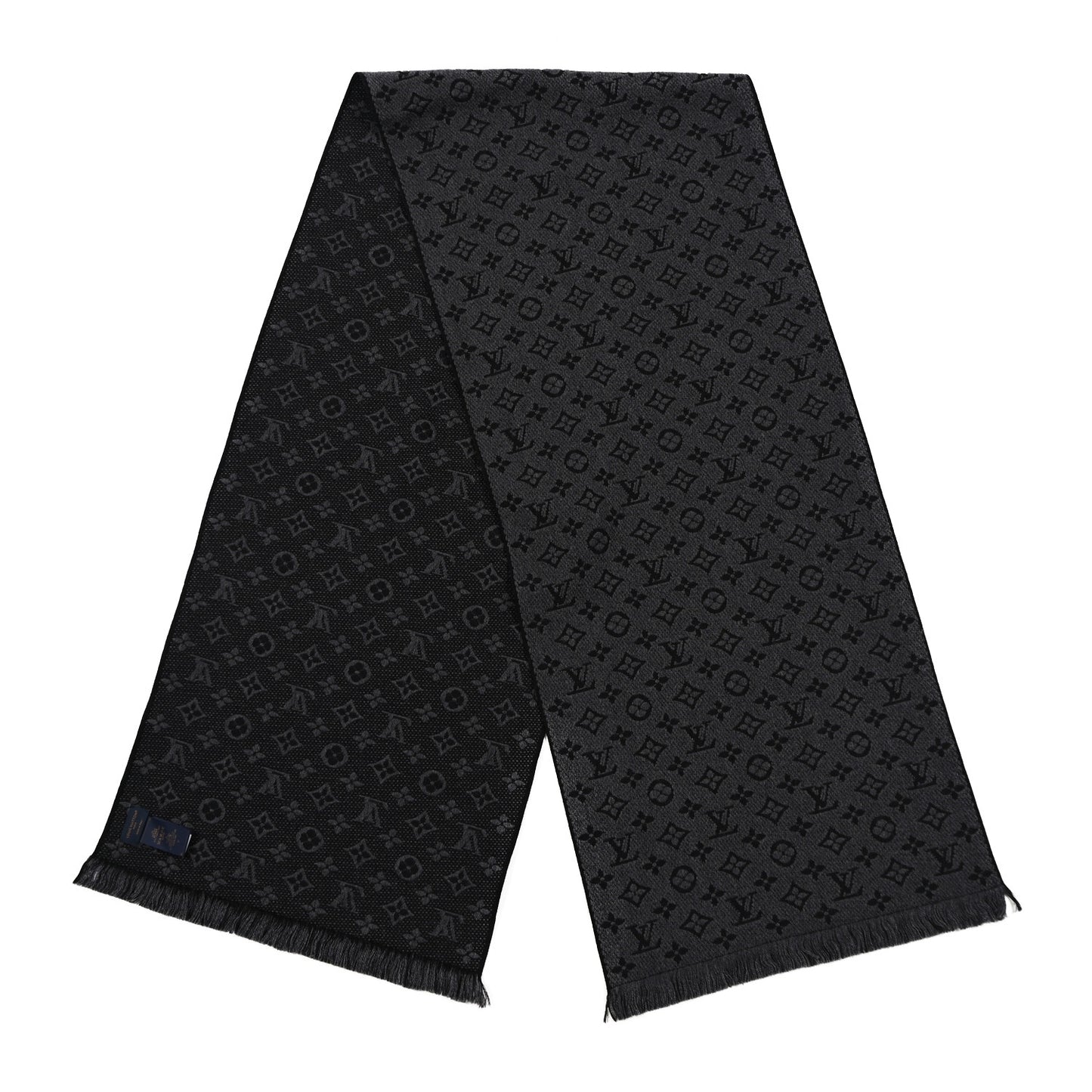 Wool Monogram Classic Scarf Charcoal Grey