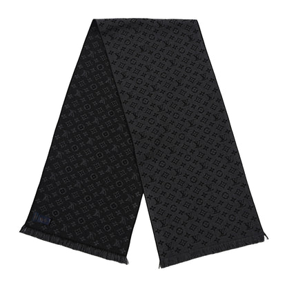 Louis Vuitton Wool Monogram Classic Scarf Charcoal Grey 2 of 3