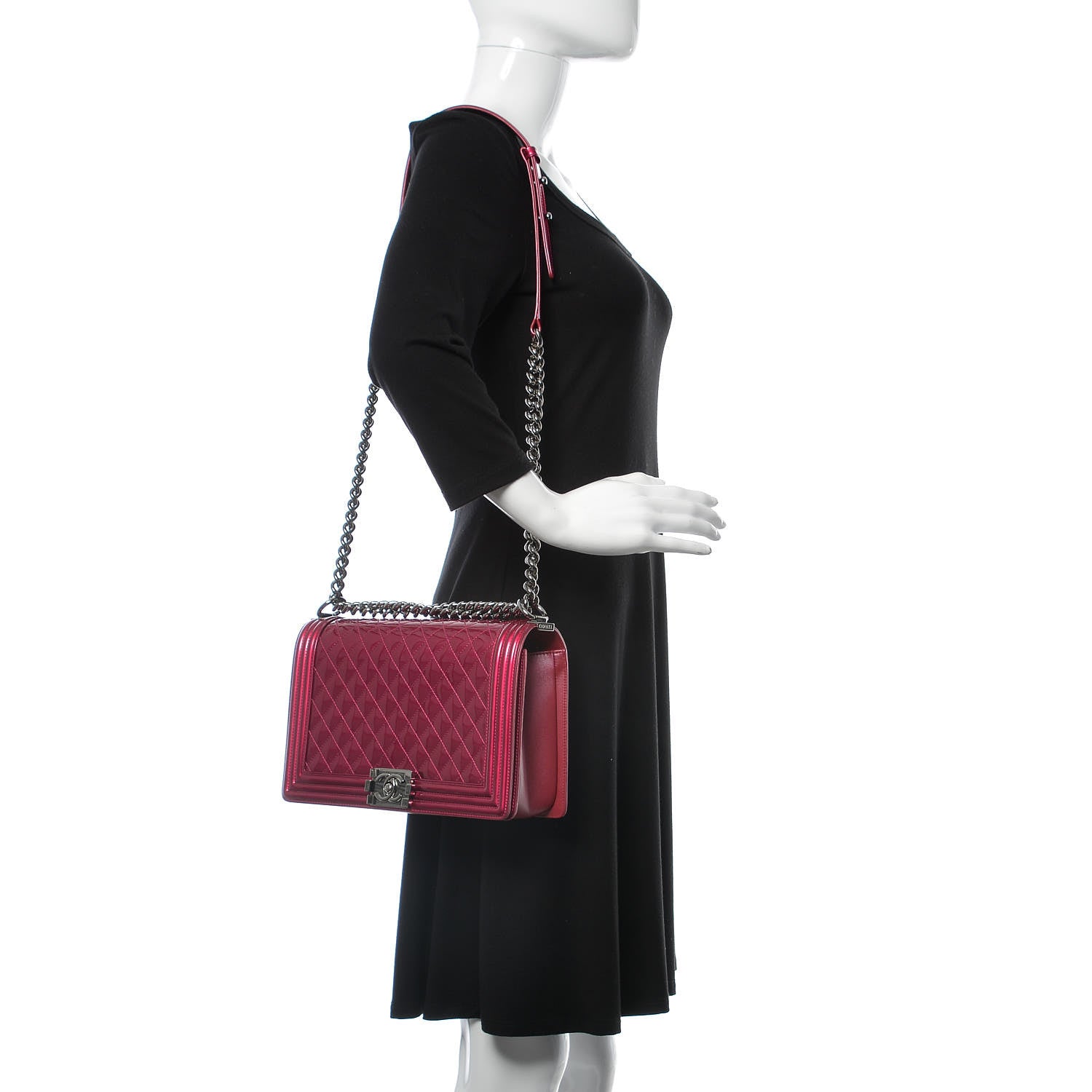 Chanel Metallic Patent Calfskin New Medium Boy Flap Pink 2 of 11