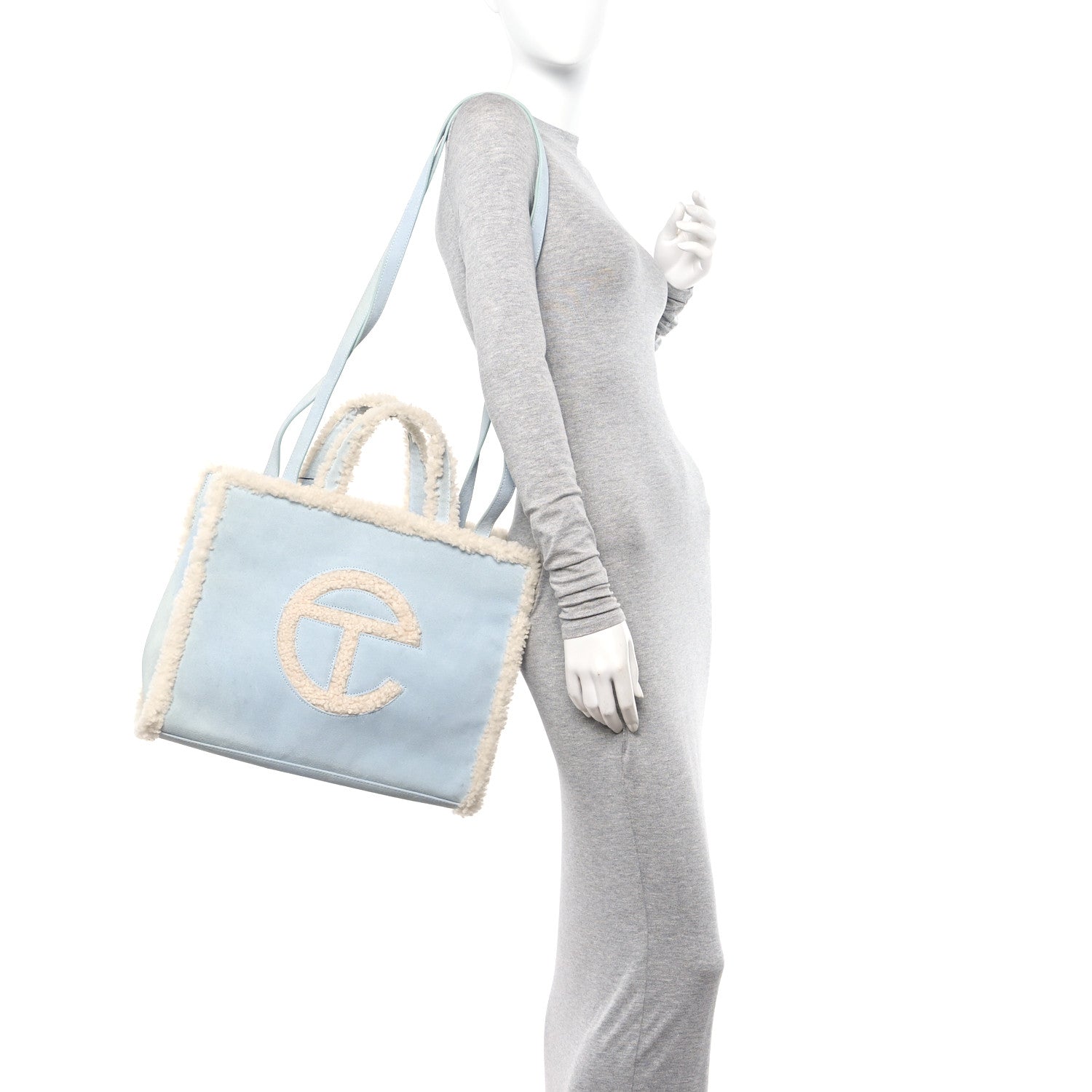 Telfar X UGG Suede Shearling Medium Shopping Bag Blue 2 of 11