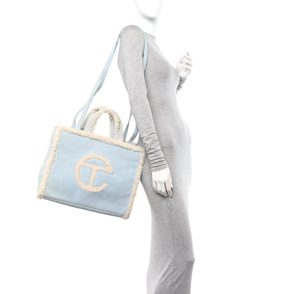 Telfar X UGG Suede Shearling Medium Shopping Bag Blue 2 of 11