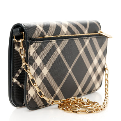 Burberry Check Chain Strap Wallet Black Calico 3 of 9