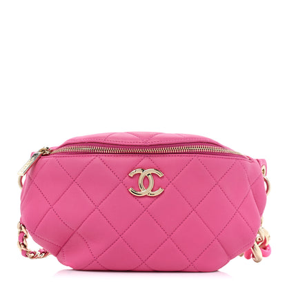 Chanel Lambskin Quilted Resin Bi-Color Waist Bag Fanny Pack Pink 1 of 9