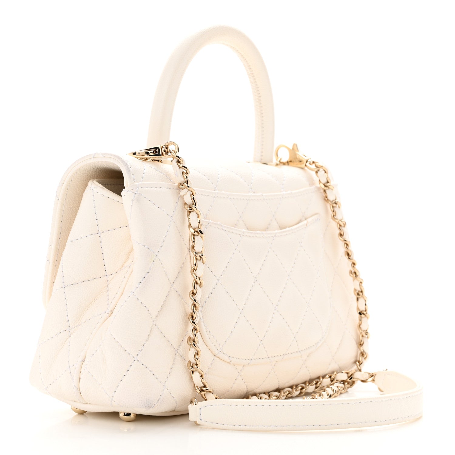 Chanel Caviar Quilted Mini Coco Handle Flap White 3 of 11