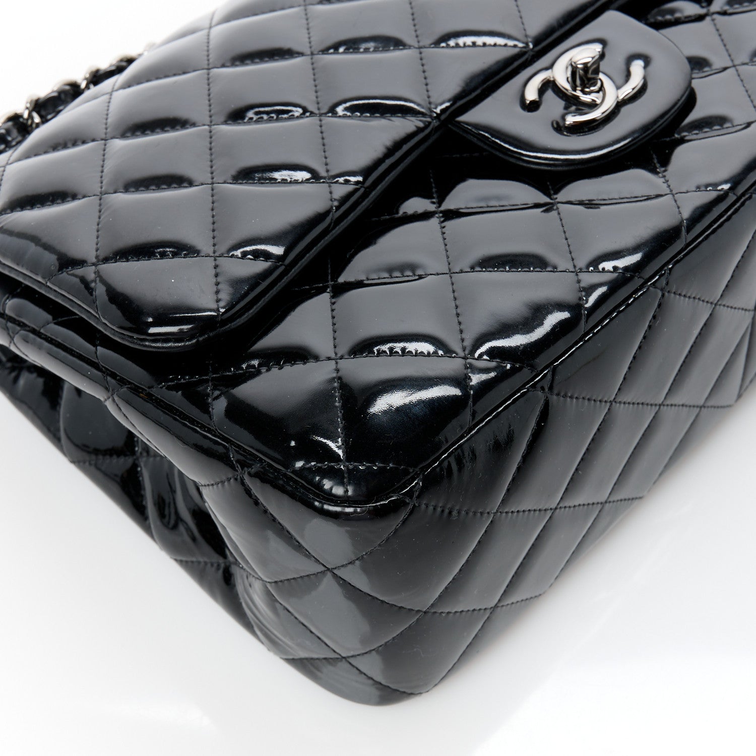 Chanel Patent Quilted Jumbo Double Flap Black 10 of 11