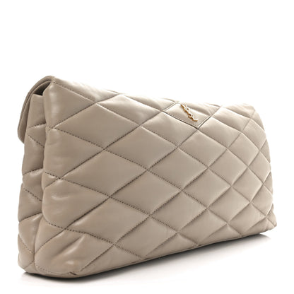 Saint Laurent Lambskin Quilted Sade Puffer Envelope Clutch Dark Beige 3 of 10