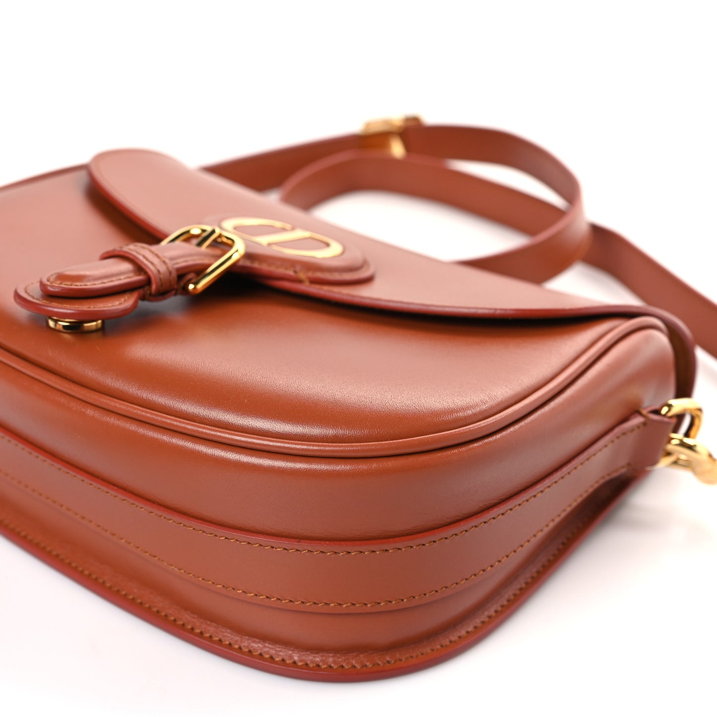 Box Calfskin Medium Bobby Flap Dark Tan