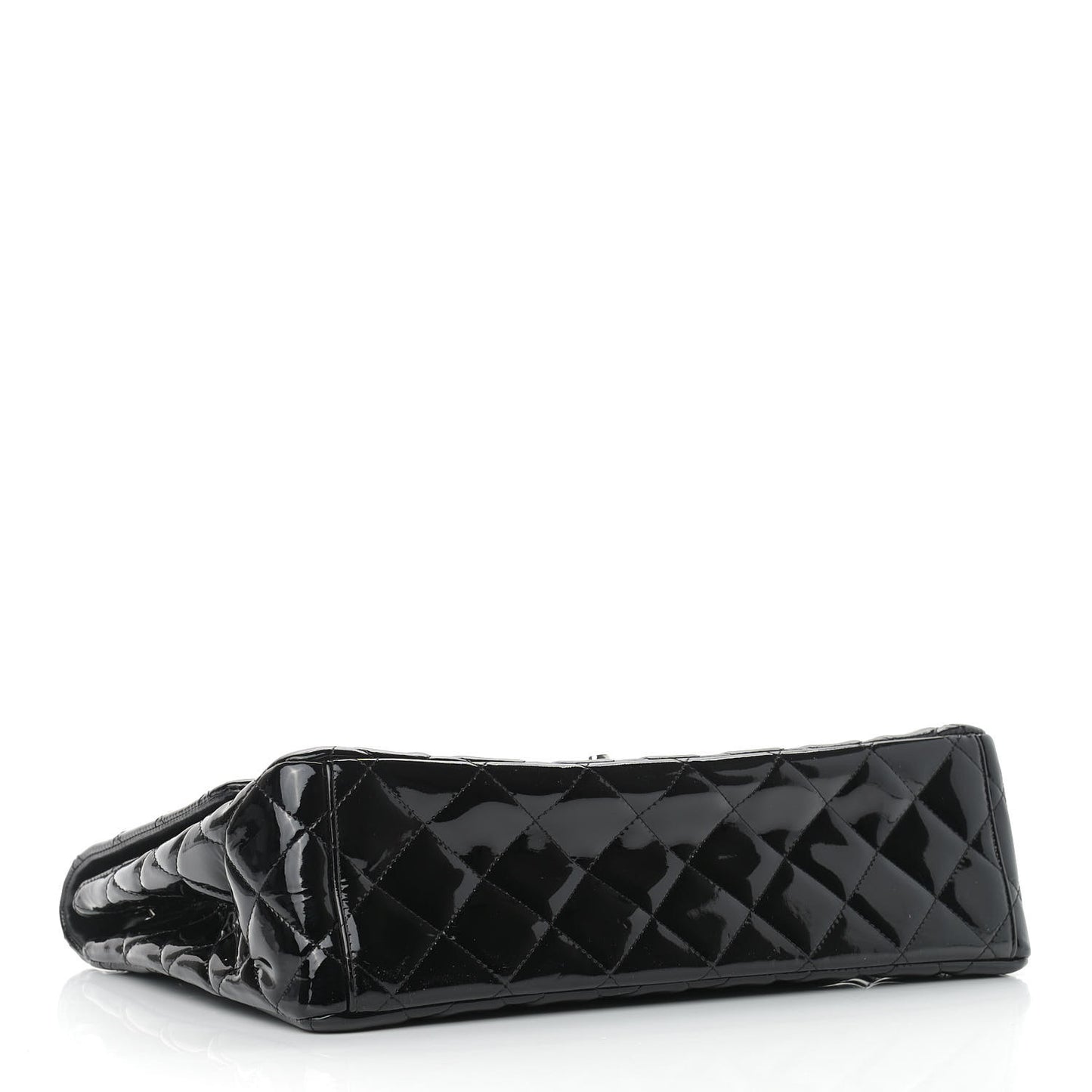 Patent Quilted Maxi Single Flap Black