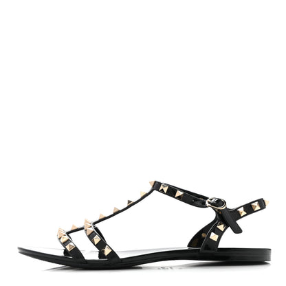 Valentino Garavani PVC Jelly Rockstud Caged Sandals 40 Black 1 of 9