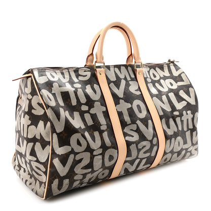 Louis Vuitton Monogram Graffiti Keepall 50 Silver 2 of 9