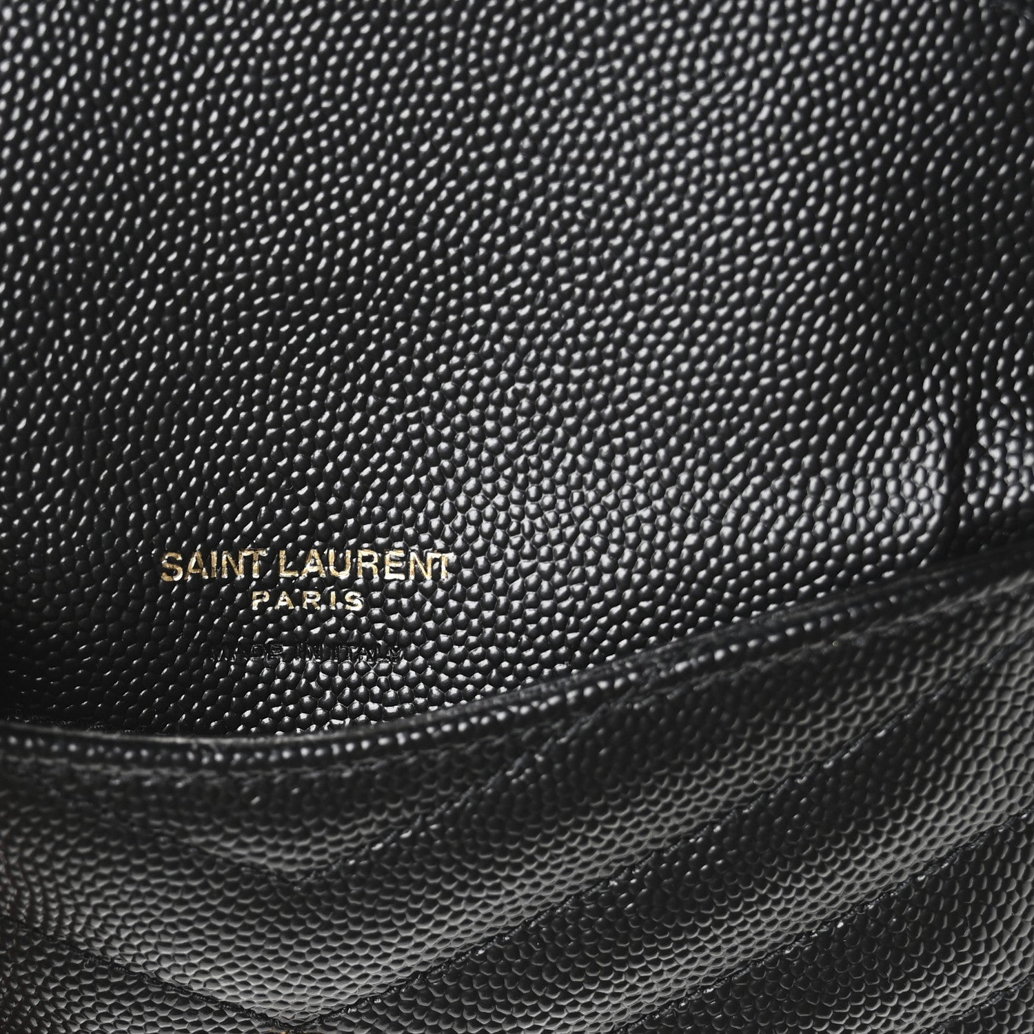 Saint Laurent Grain De Poudre Matelasse Chevron Monogram Compact Wallet Black 6 of 8