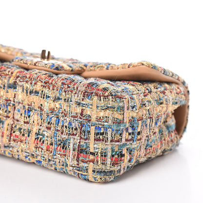 Chanel Tweed Quilted Mini Rectangular Flap Gold Blue 6 of 10