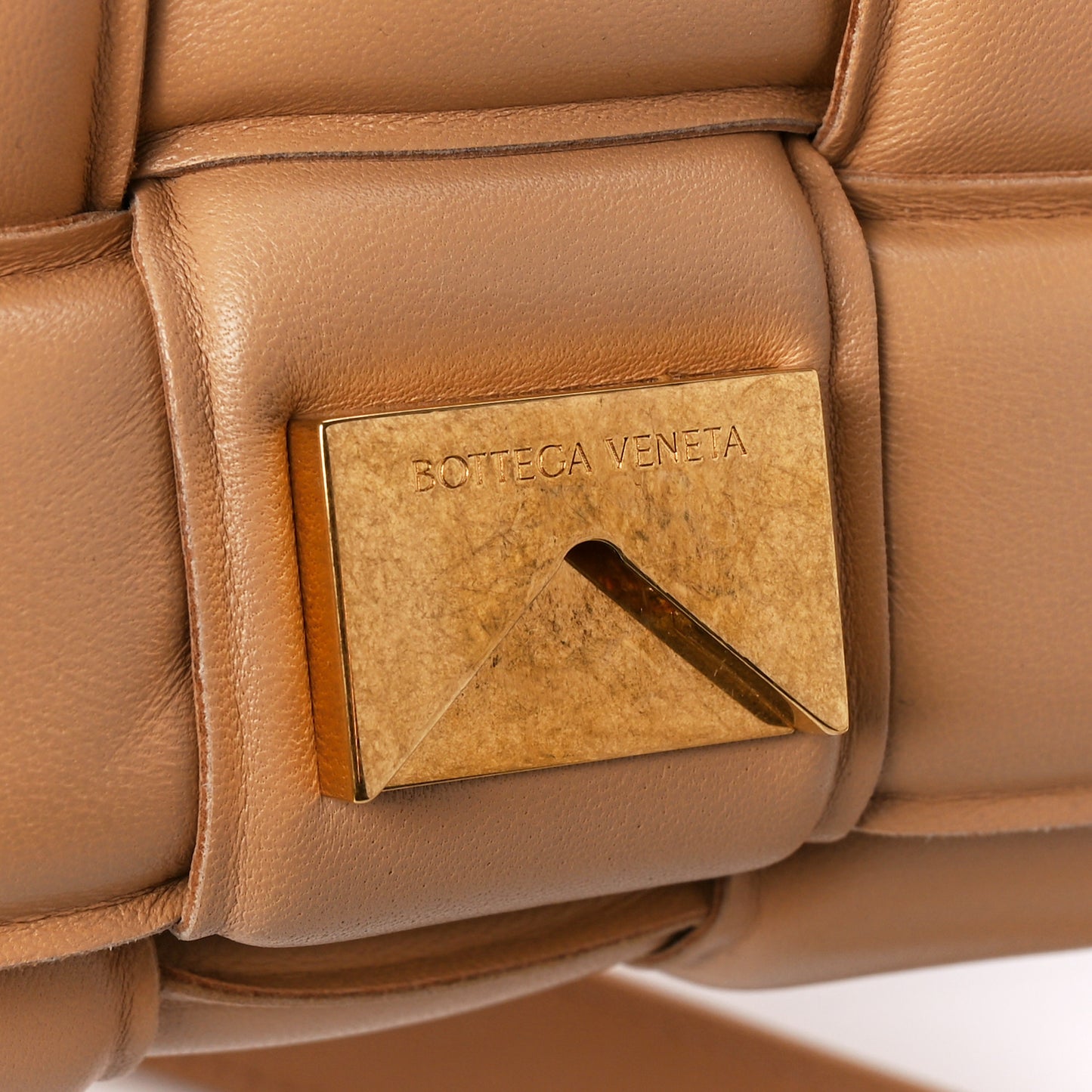 Nappa Maxi Intreccio Padded Cassette Crossbody Bag Almond