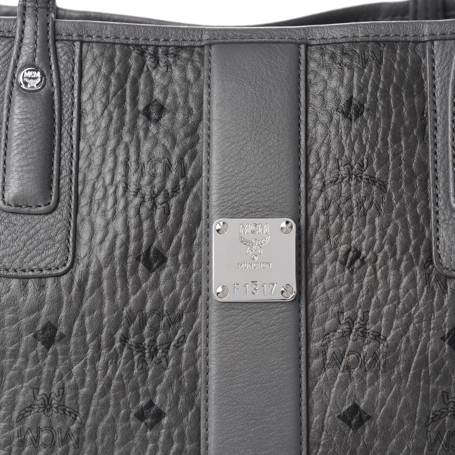 MCM Visetos Medium Liz Reversible Shopper Tote Phantom Grey 8 of 15