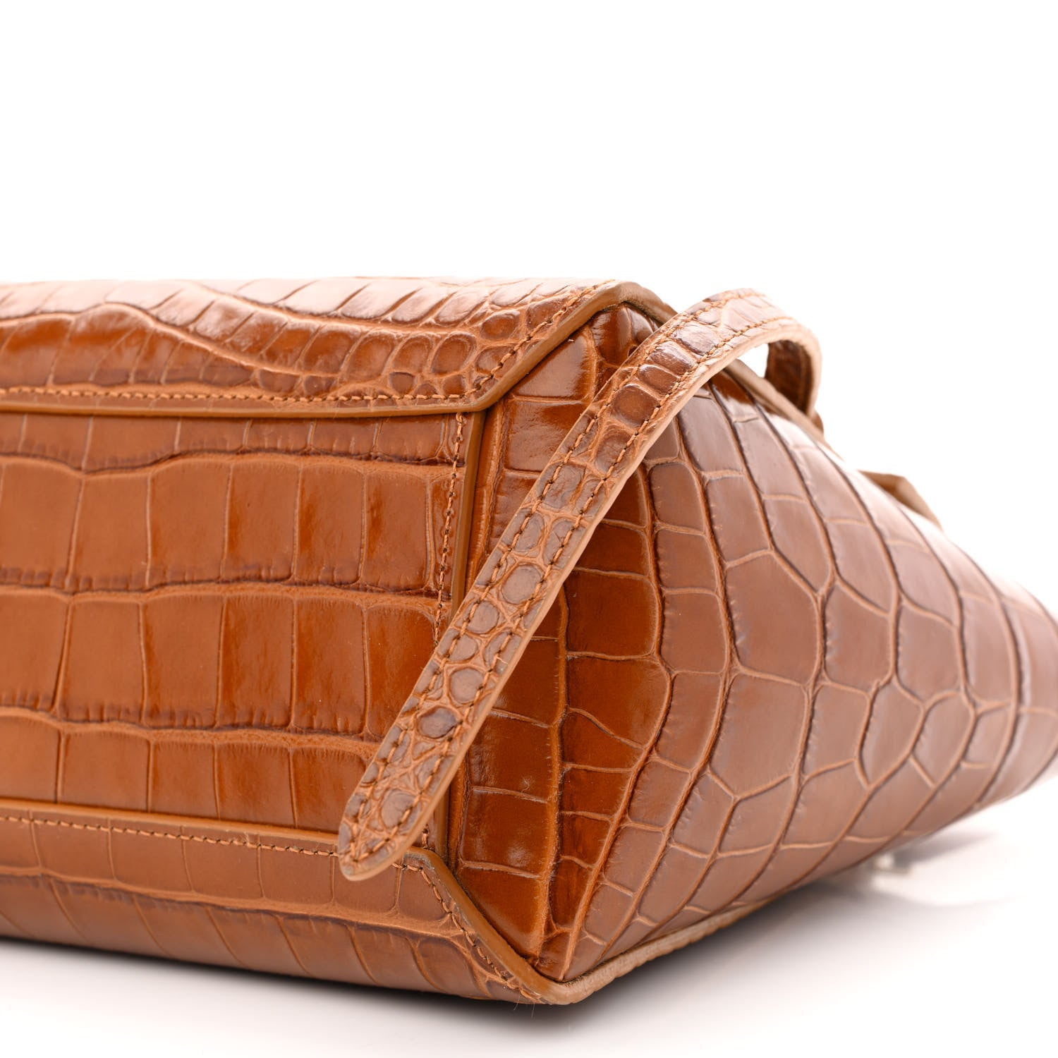 Celine Calfskin Crocodile Embossed Nano Belt Bag Camel 1247828