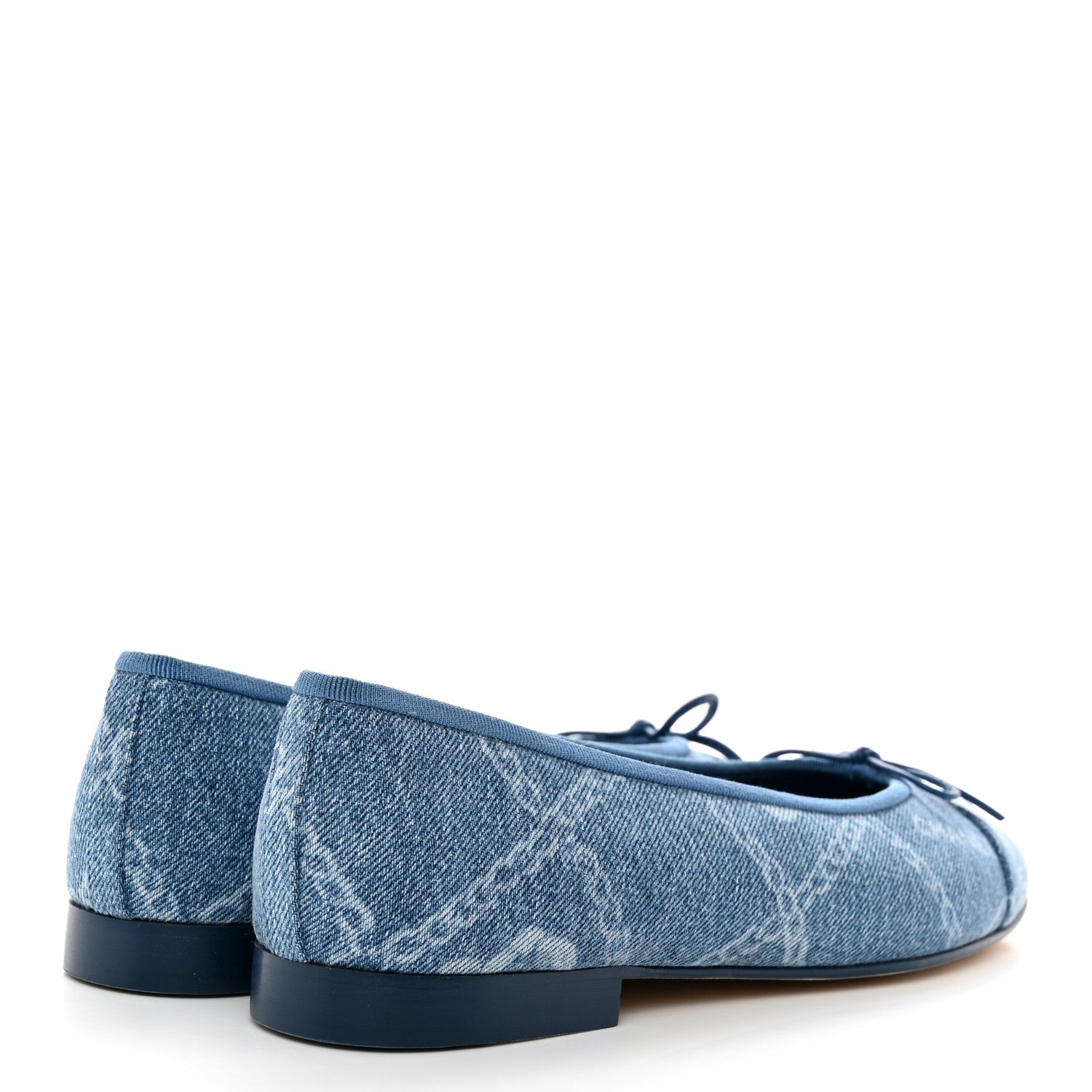 Chanel Denim Printed Cap Toe Ballerina Flats 39.5 Blue 4 of 8