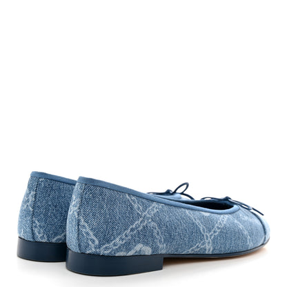 Chanel Denim Printed Cap Toe Ballerina Flats 39.5 Blue 4 of 8