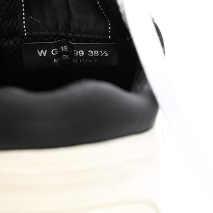 Chanel Mesh Suede Calfskin Grained Calfskin Womens CC Sneakers 38.5 White Black 8 of 9