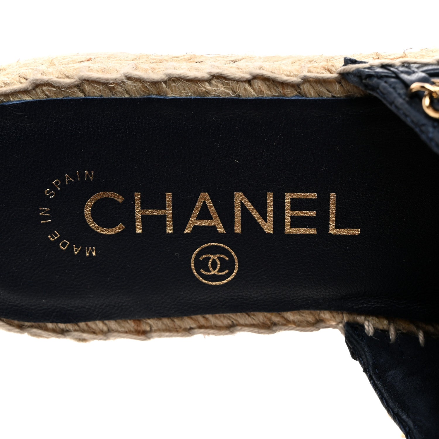 Chanel Lambskin Quilted CC Chain Espadrille Mules 36 Navy Black 6 of 9