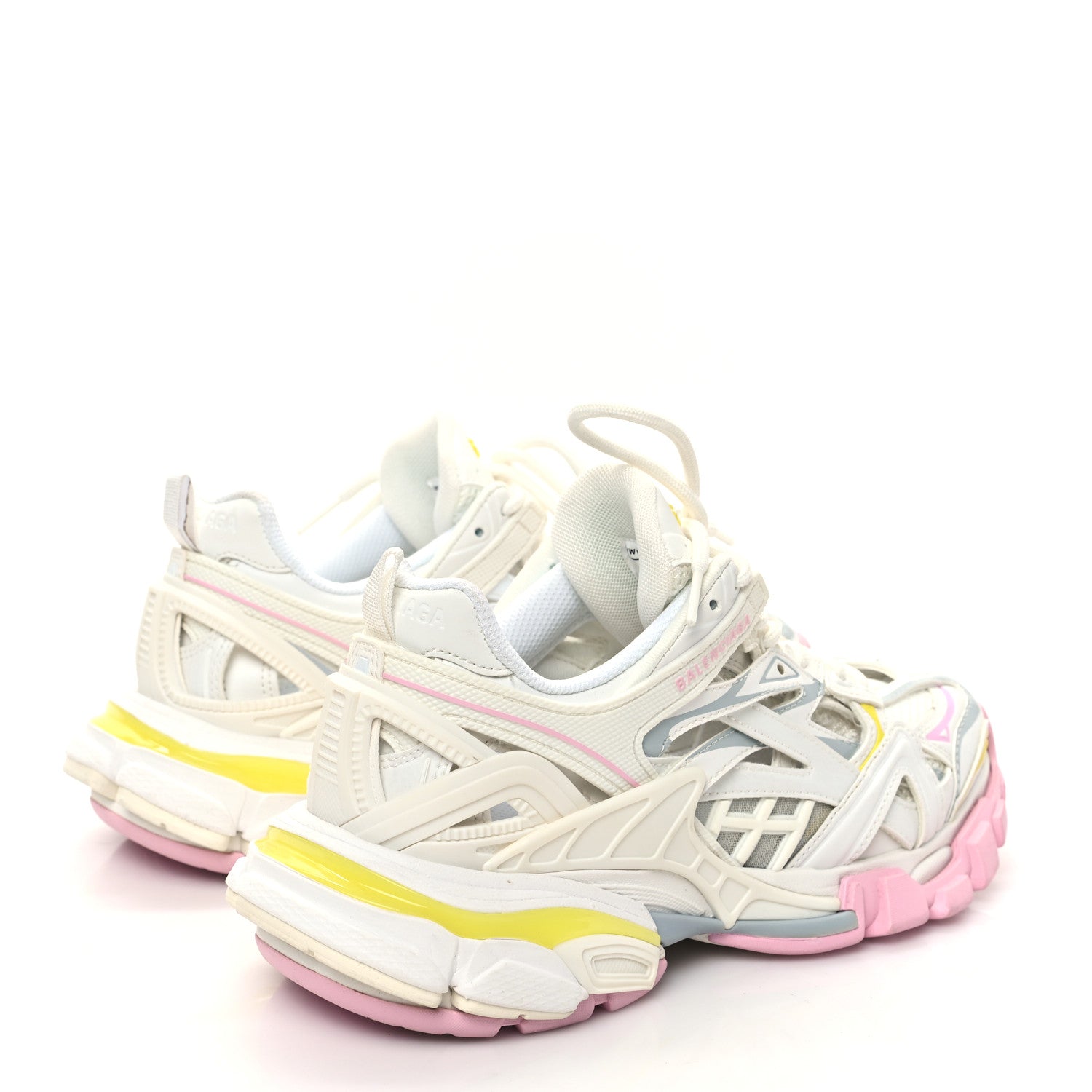 Balenciaga Rubber Mesh Tri-Color Womens Track.2 Open Sneakers 36 Light Yellow Light Pink Light Blue 4 of 9