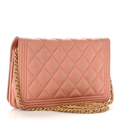 Chanel Iridescent Caviar Quilted Boy Wallet On Chain WOC Pink 2 of 15