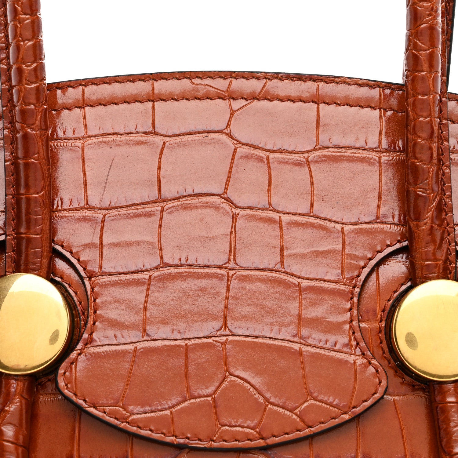 Proenza Schouler Calfskin Crocodile Embossed Small Pipe Bag Chestnut 8 of 13