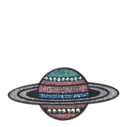 Chanel Glittered Resin Strass Planet Brooch Silver Blue Pink 1 of 5