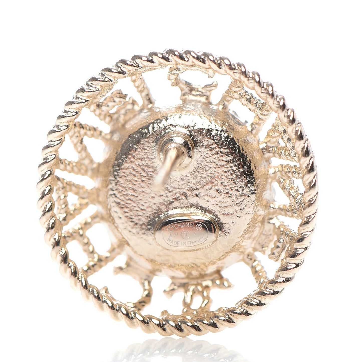 Pearl CC Round Rope Logo Earrings Gold