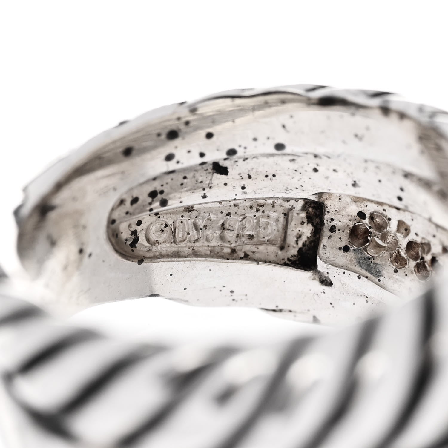 David Yurman Sterling Silver Diamond Thoroughbred Cable Wrap Ring 50 5.25 4 of 4