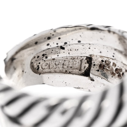 David Yurman Sterling Silver Diamond Thoroughbred Cable Wrap Ring 50 5.25 4 of 4