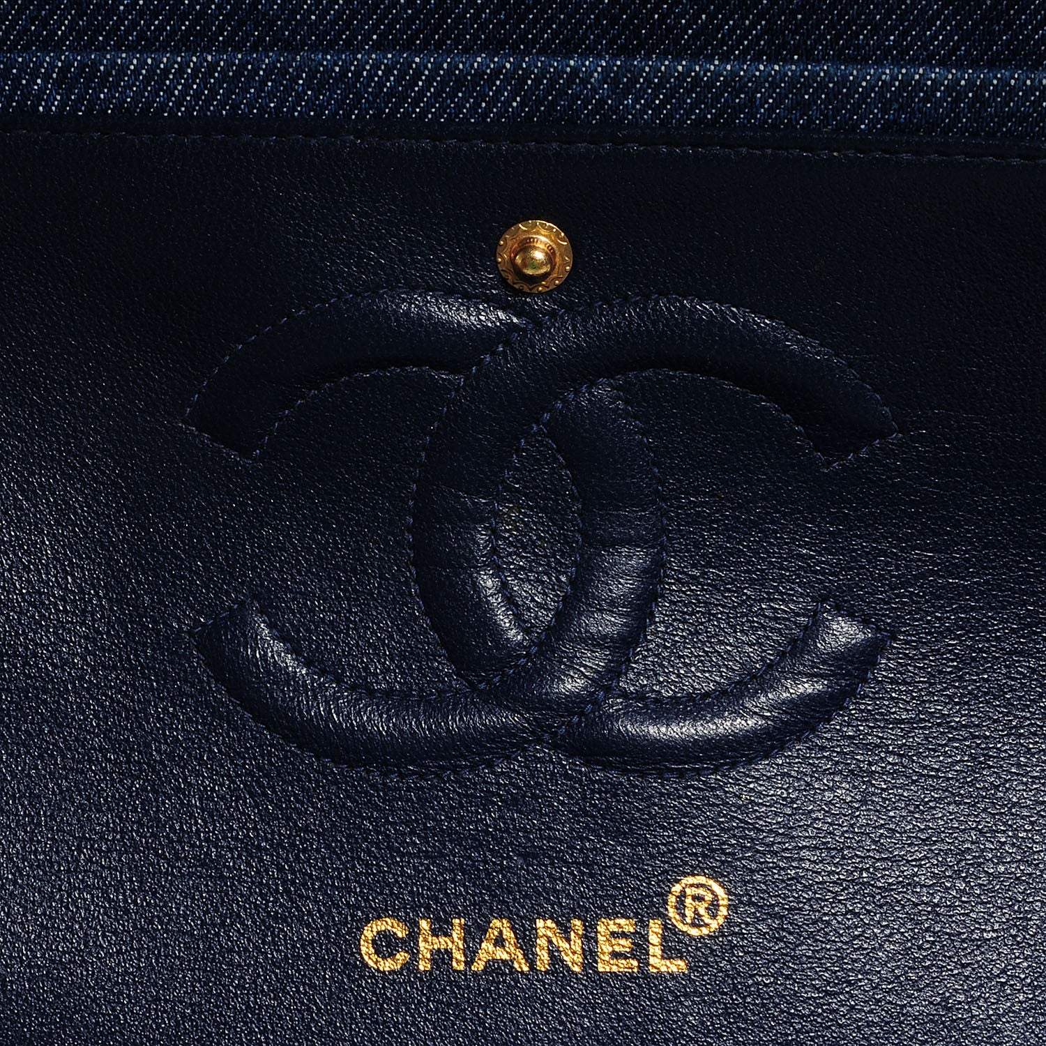 Chanel Denim Quilted Medium Double Flap Navy Blue 6 of 9