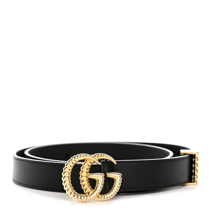 Gucci Moon Calfskin Torchon Double G 25mm Belt 80 32 Black 1 of 6