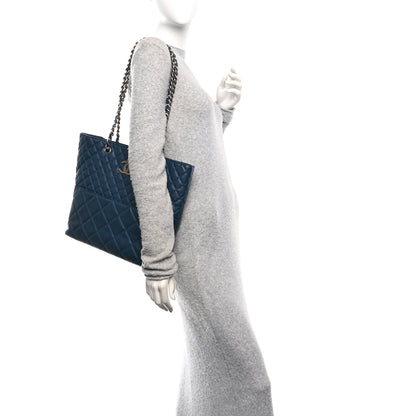 Chanel Calfskin Quilted In The Business North South Tote  Blue 2 of 10