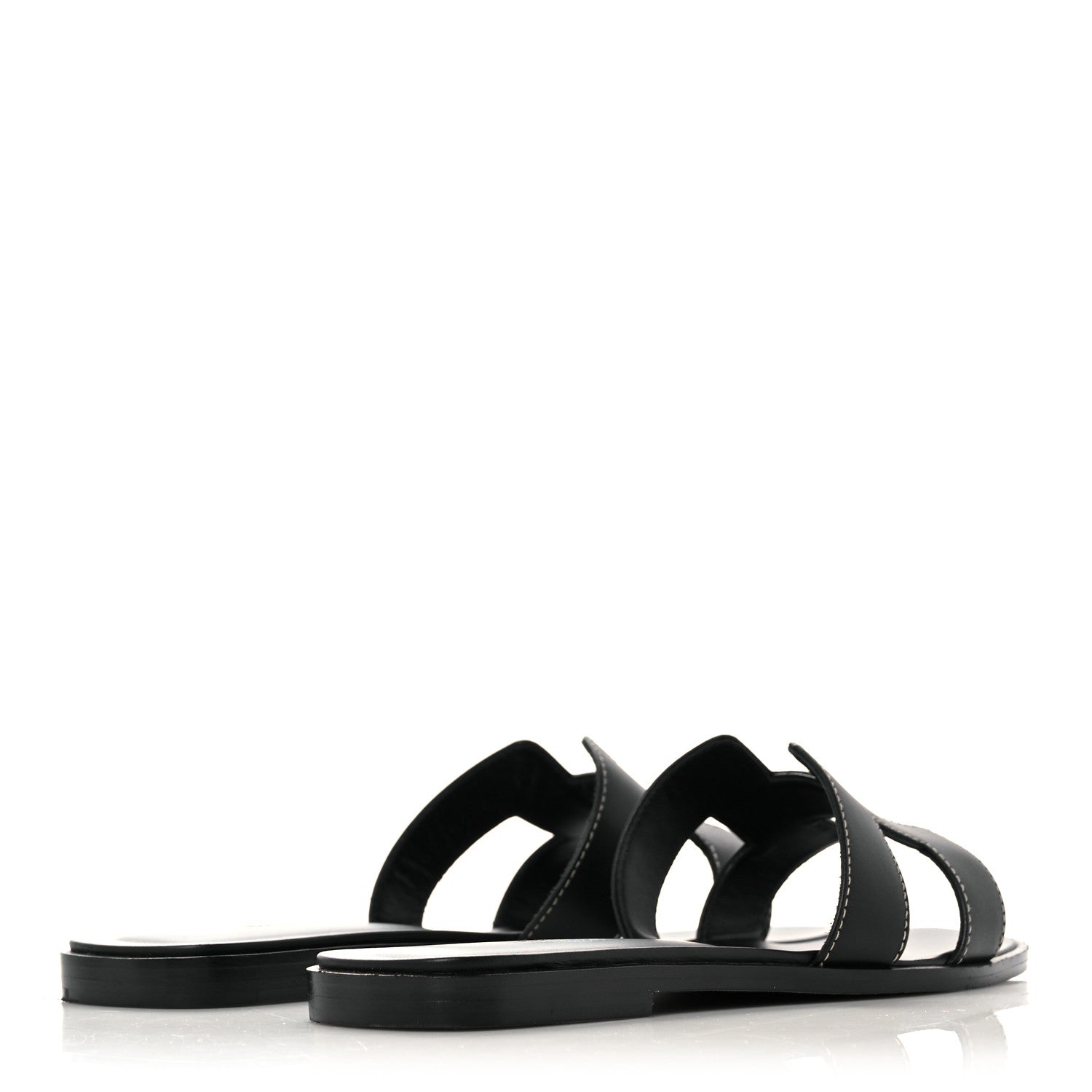 Hermes Box Calfskin Oran Sandals 38 Black 4 of 11