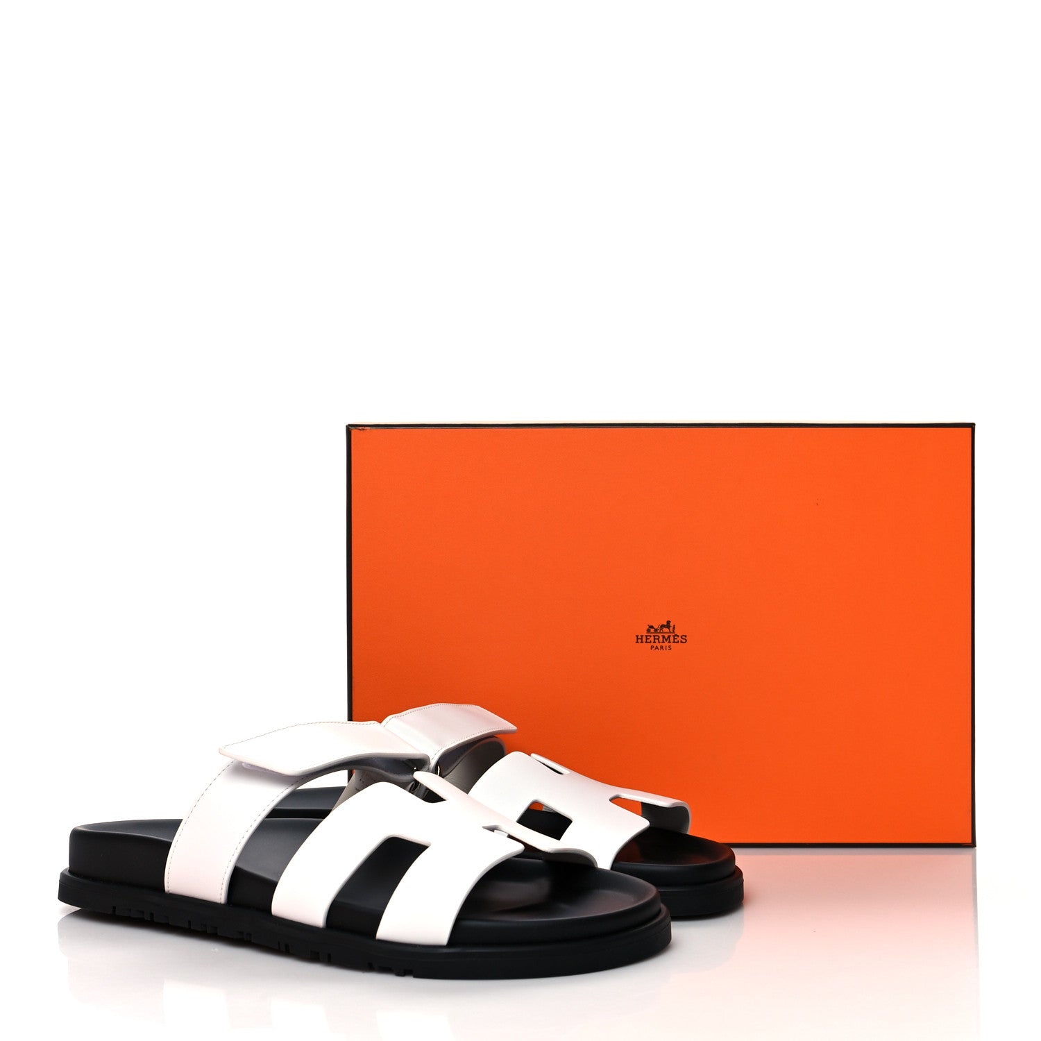 Hermes Calfskin Womens Chypre Sandals 38 White 9 of 9