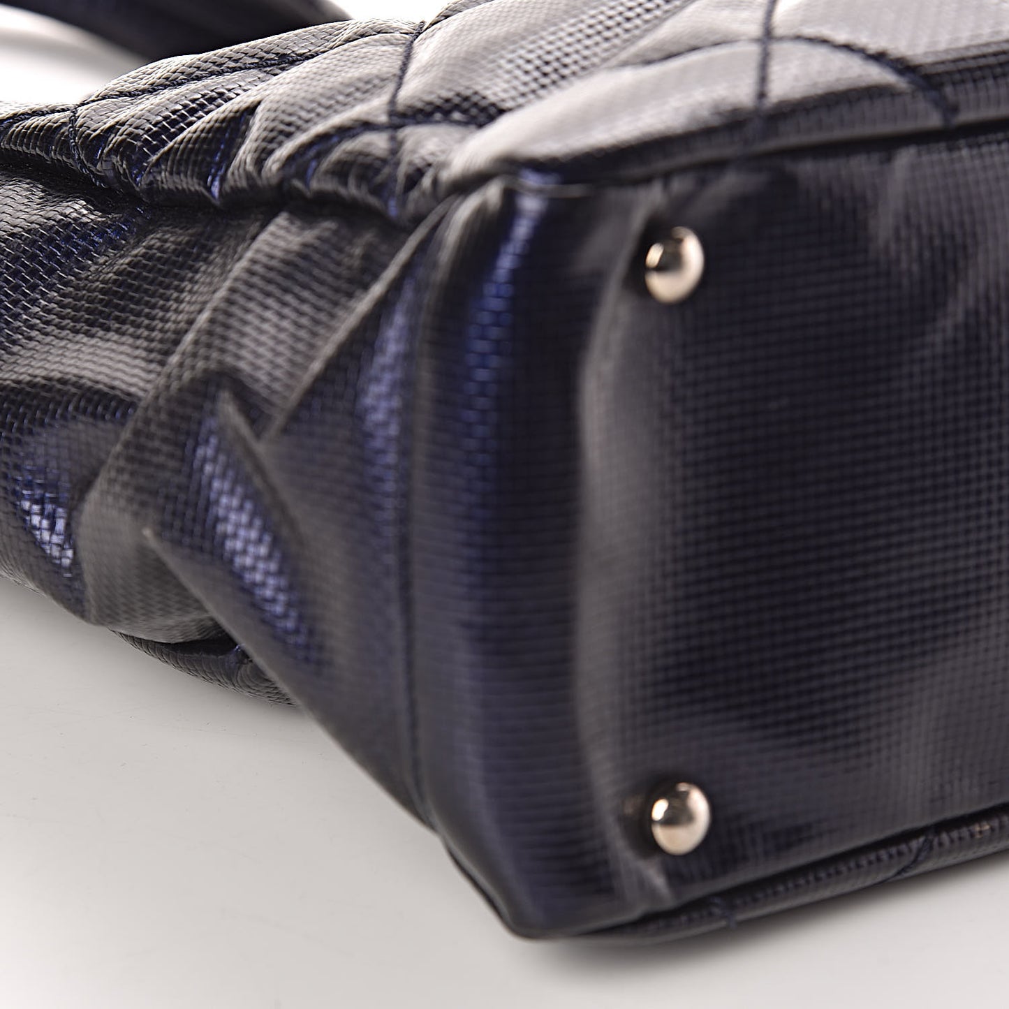 Metallic Coated Canvas Quilted Small Paris Biarritz Tote Blue