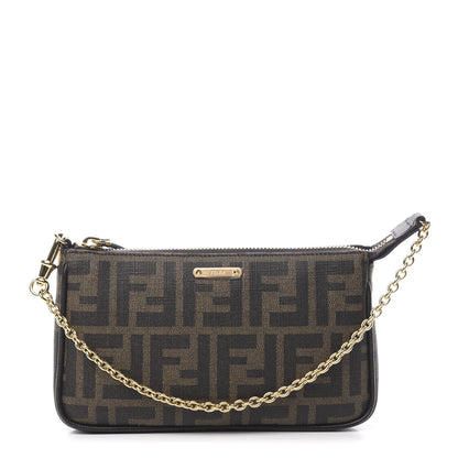Fendi Zucca Spalmati Vitello Elite Pochette Tobacco Ebano 1 of 12