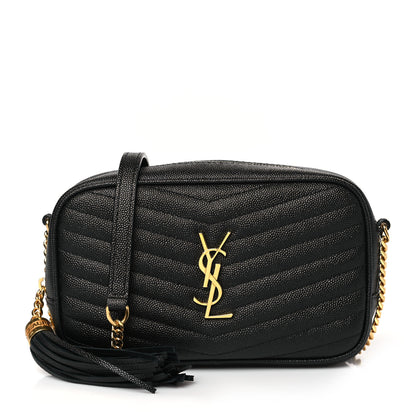 Saint Laurent Grain De Poudre Matelasse Monogram Mini Lou Camera Bag Black 1 of 9