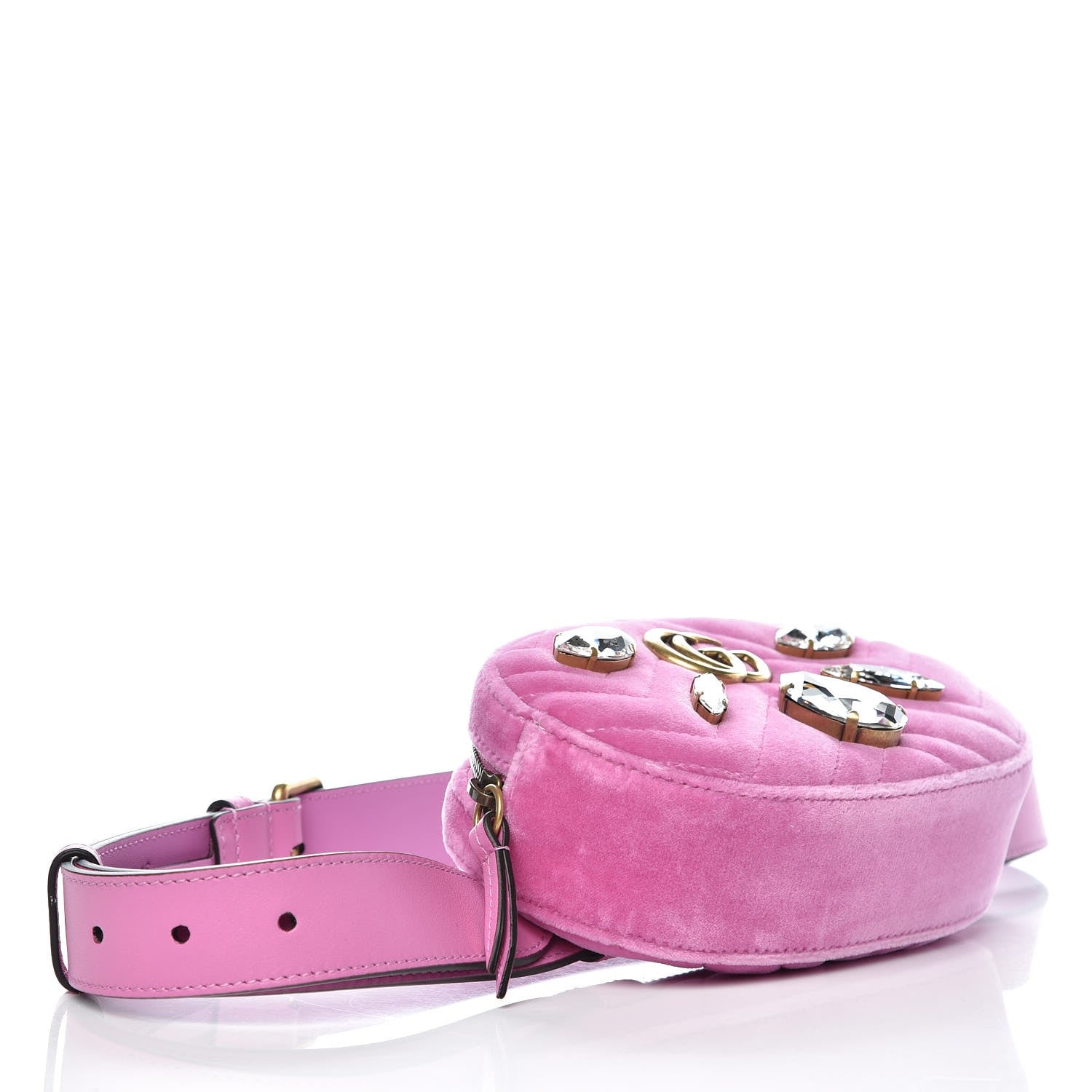 Gucci Velvet Matelasse Marquise Crystals GG Marmont Belt Bag 95 38 Malva 4 of 8