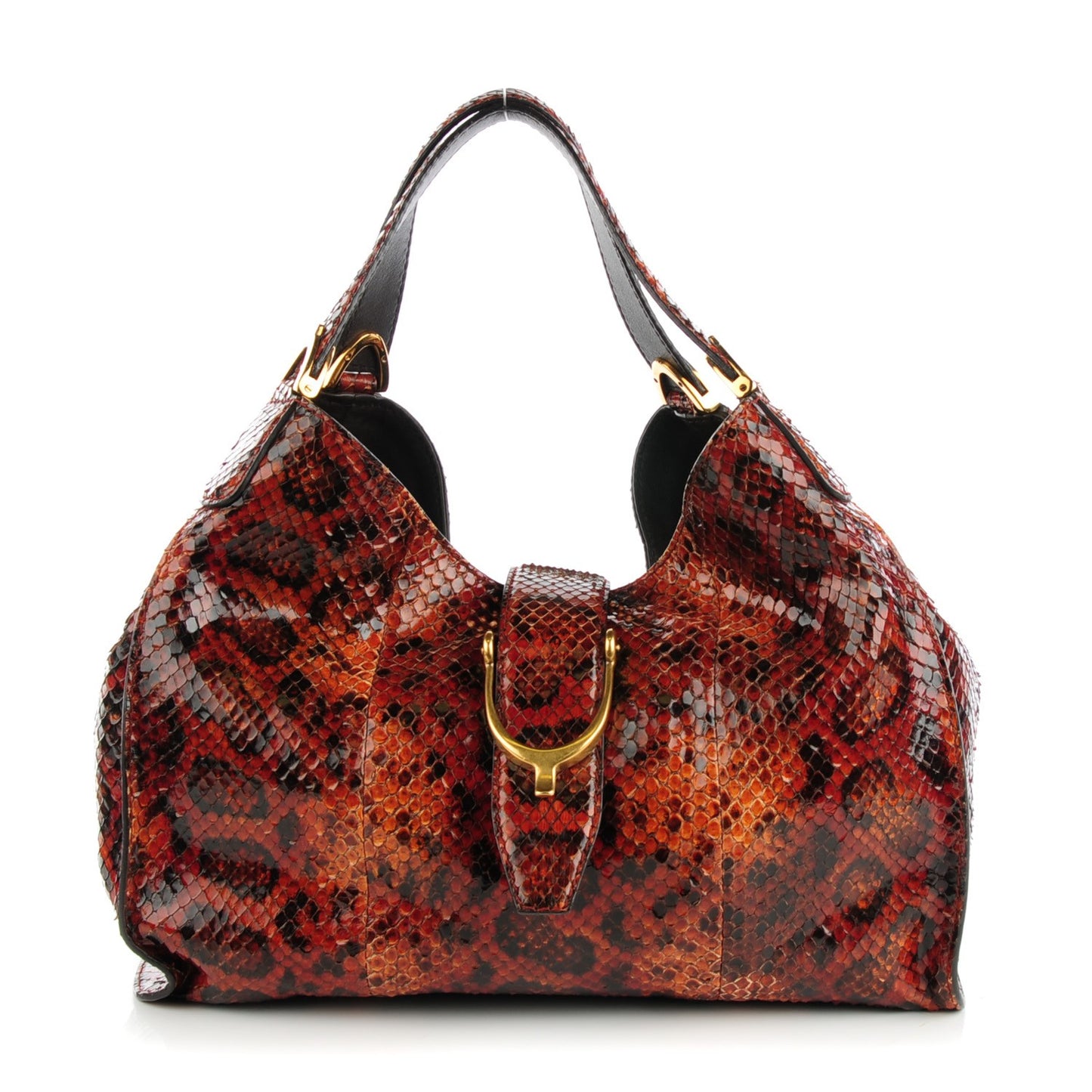 Python Large Soft Stirrup Shoulder Bag Red