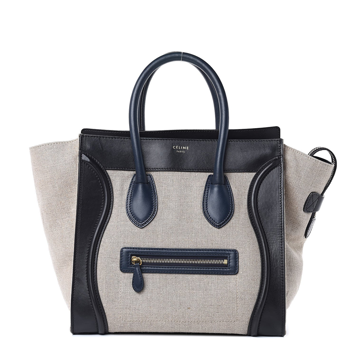 Celine Linen Smooth Calfskin Mini Bi-Color Luggage Natural Black 1 of 19