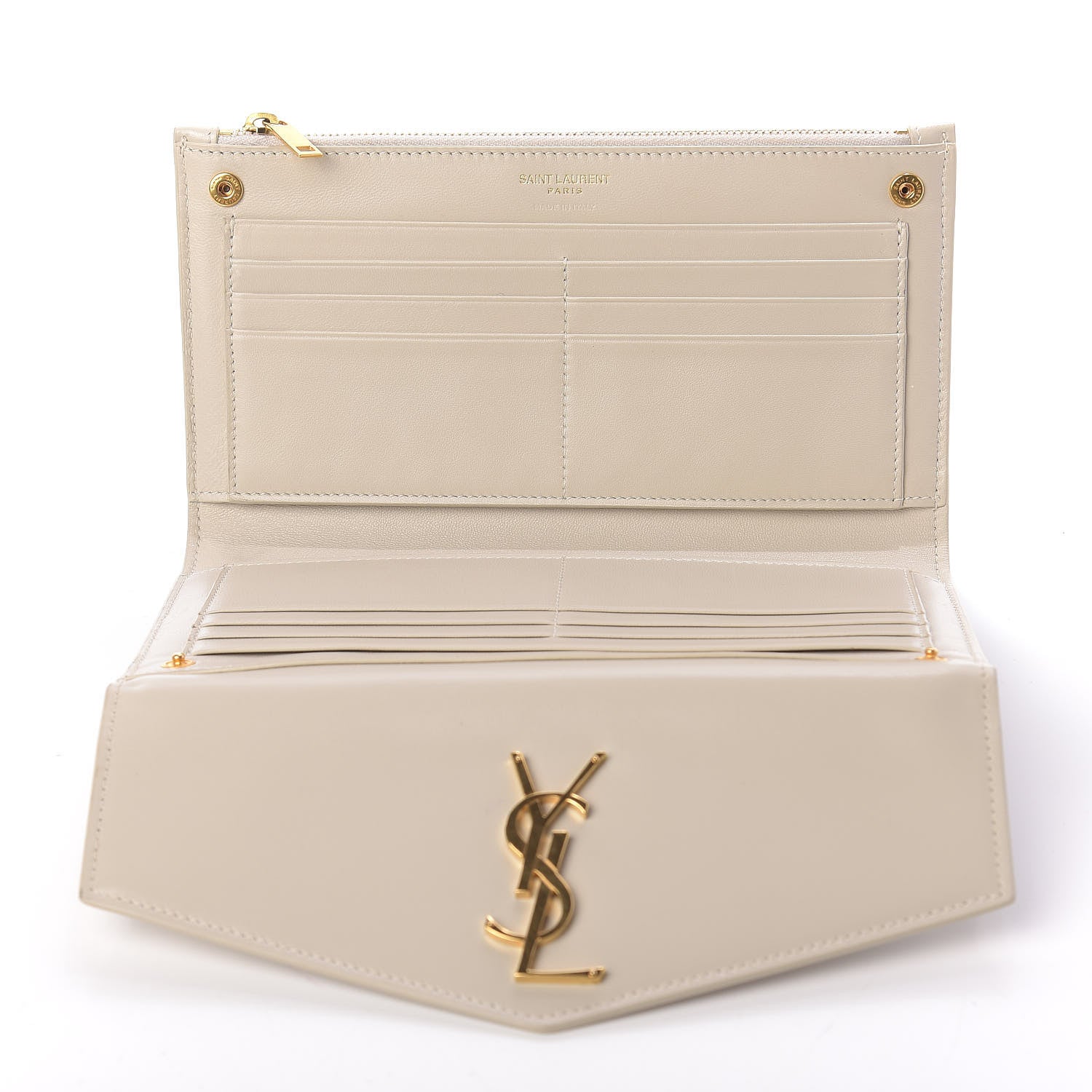 Saint Laurent Smooth Shiny Calfskin Monogram Uptown Wallet Crema Soft 5 of 12