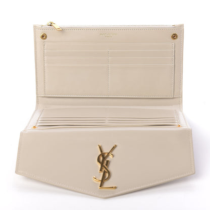 Saint Laurent Smooth Shiny Calfskin Monogram Uptown Wallet Crema Soft 5 of 12